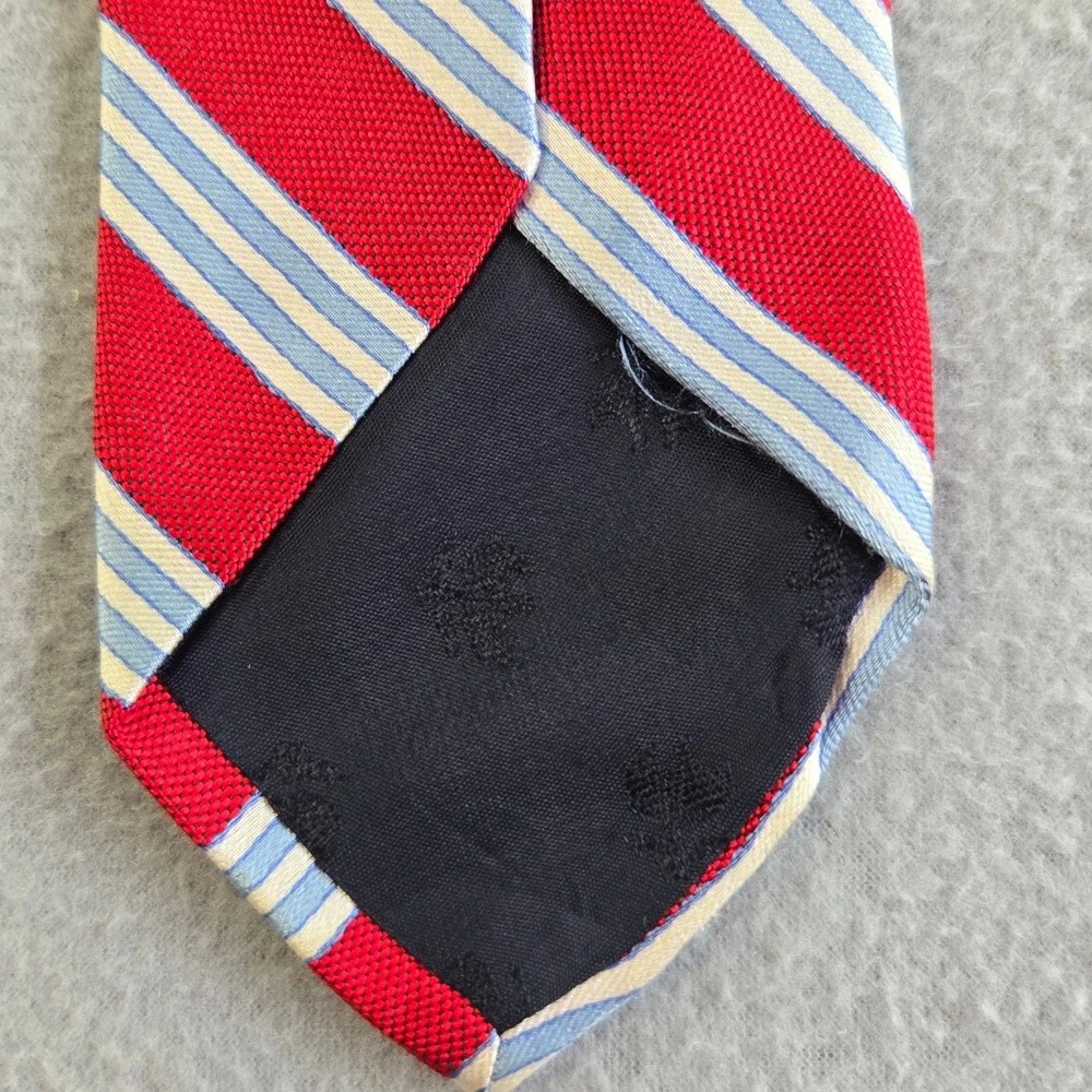Brooks Brothers Necktie Mens OS Red Blue White Repp Stripe Silk Stain Resistant